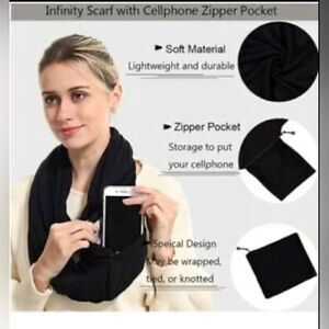 NEW Beyond Yoga Infinity Scarf with Phone/Key Fob/Credit Card/ID Zipper Pocket